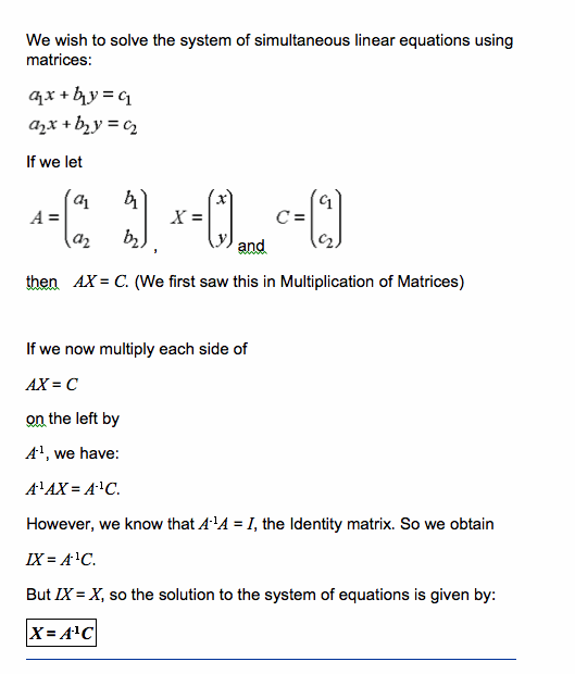 How To Solve A System Of Equations With Inverse Matrices Tessshebaylo